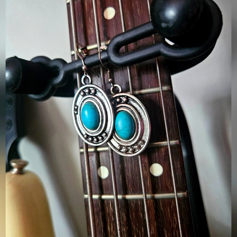 Vintage Turquoise Blue Crystal Earrings | Gifts, Women, Hippie